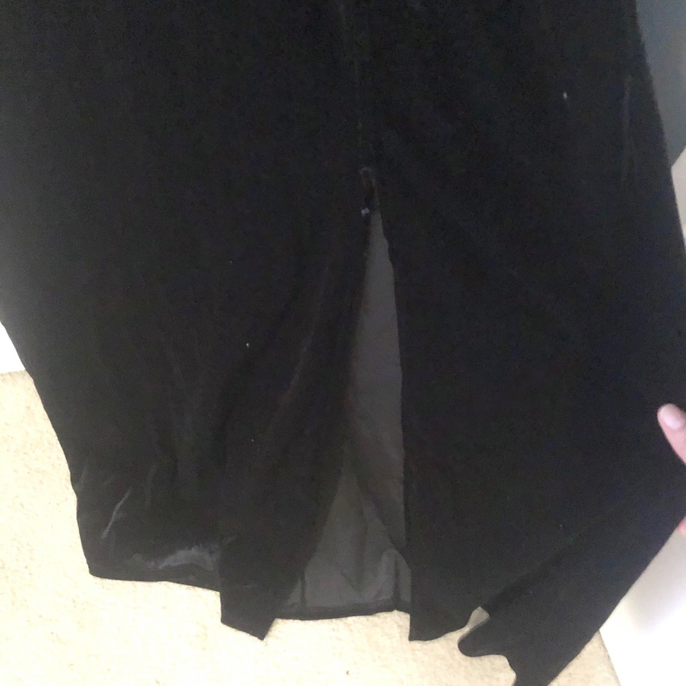Windsor Black Velvet Maxi Sleeveless Dress with Sheer Side V neck cut outs Prom - Picture 5 of 11